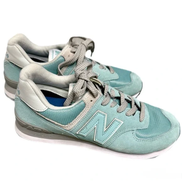 New Balance 574 Classic Sneakers - Teal Mint Green & Grey - Size 9.5 - Picture 5 of 6